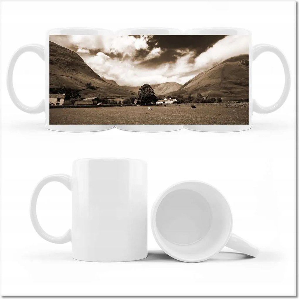 Fotó bögre Ír táj Szépia juh legeltetés