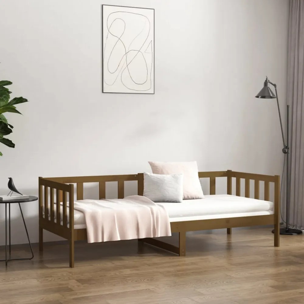 mézbarna tömör fenyőfa kanapéágy 80 x 200 cm