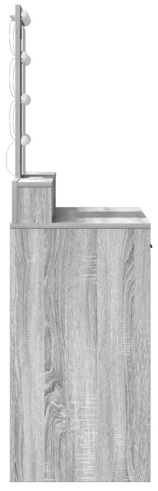 LED világítással ellátott sminktükör Szürke Sonoma 100x41x140 cm