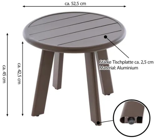 GARTHEN Kerek alumínium asztal sötétbarna