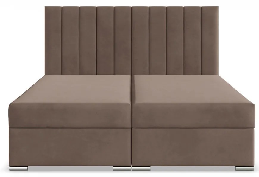 Agen ágy, bársony, 180 x 200, ágyneműtartóval, barna