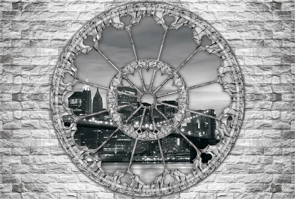 Fotótapéta Éjszakai város az ablakban vinil híddal 368x254 +ragasztó