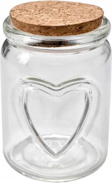 Troilus üvegtégely parafa fedéllel és szívvel 7x10 cm