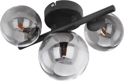 Globo 56133-3W Mennyezeti lámpa fém fekete váz, füstszínű búrával. Búra méretek: 1x12cm, 2x10cm, tartozék: 10676 LED LM, SZxM:210x280, AL:190, tartozék: 3xG9 LED 3,5W 230V, 80lm, 3000K