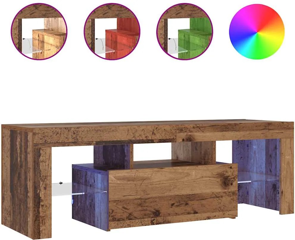 vidaXL antik fa színű szerelt fa TV-szekrény LED-ekkel 120x36,5x40 cm
