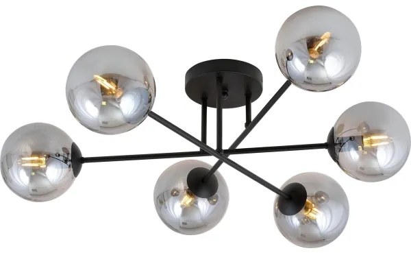 Csillár ROMA 6xE14/10W/230V fekete/füstös