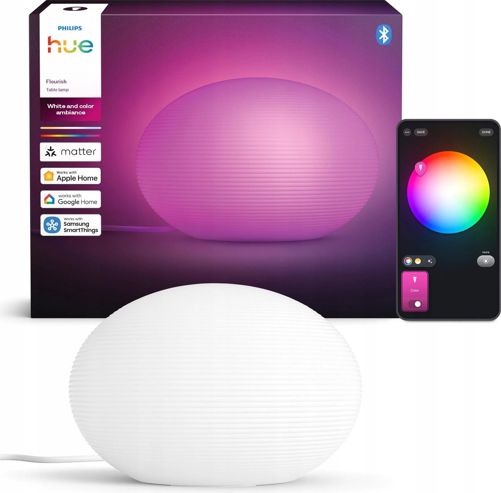 LED-es éjjeli asztali lámpa Philips Hue Flourish Rgb fehér intelligens Smart