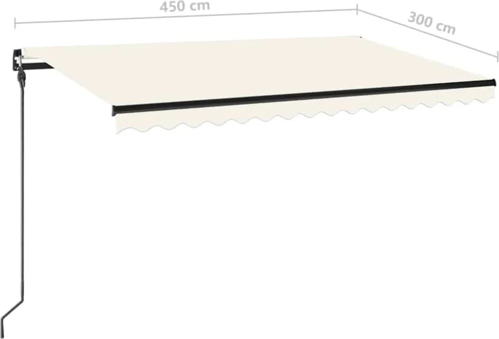 Krémszínű kézzel kihúzható napellenző 450 x 300 cm