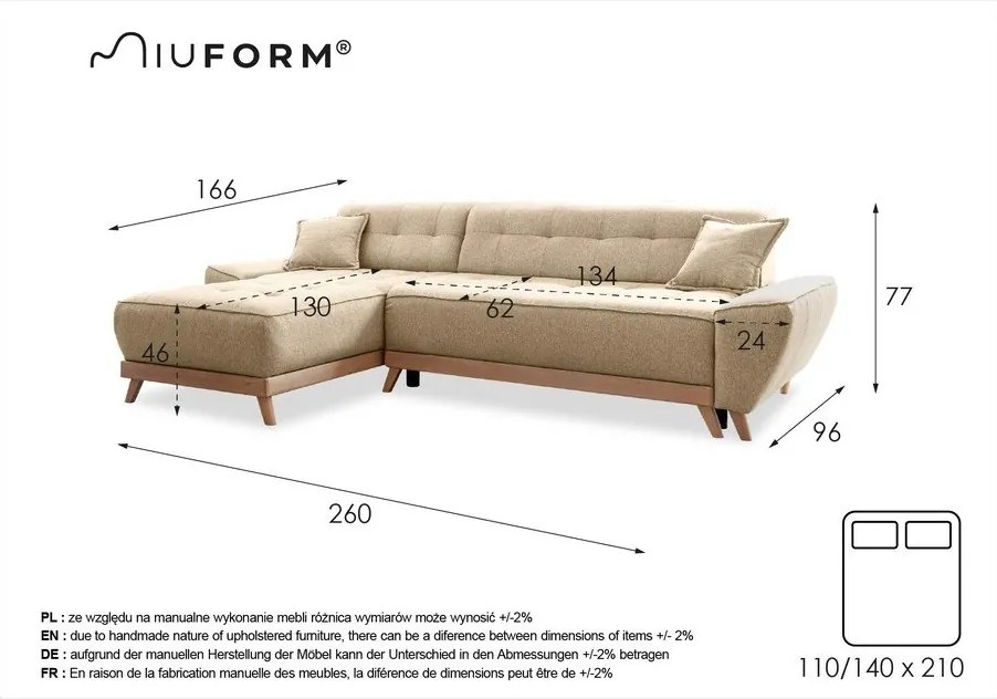 Dazzling Daisy világosszürke variálható és kinyitható sarokkanapé - Miuform