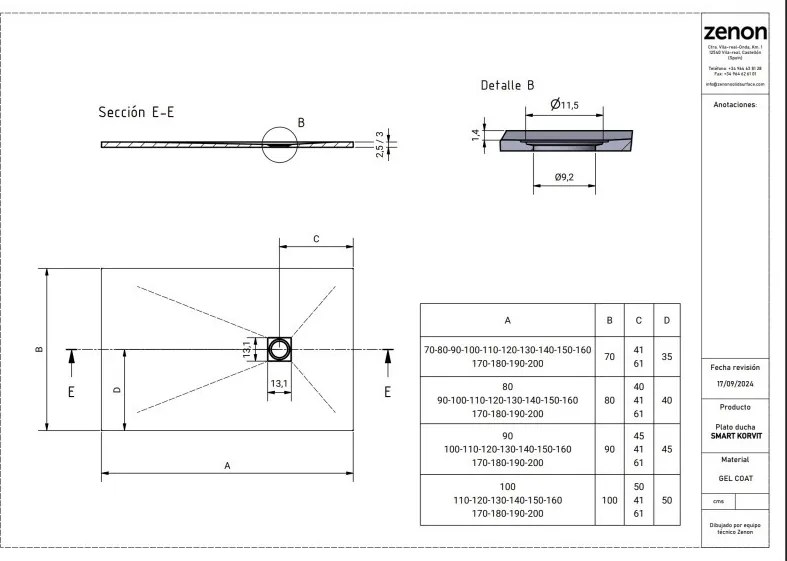 Smart Korvit Cemento zuhanytálca_100X140