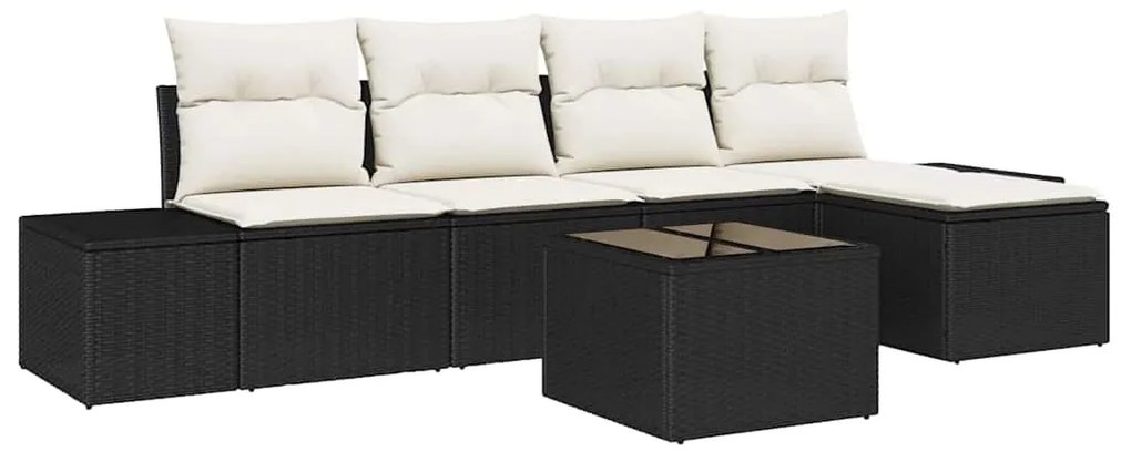 vidaXL Kerti Kanapé Szett párnával 5 pcs Barna és Krém polirattan