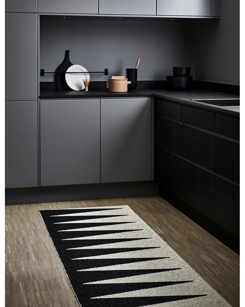 Fekete-fehér kültéri-beltéri futószőnyeg 70x150 cm Vivi Black – Pappelina