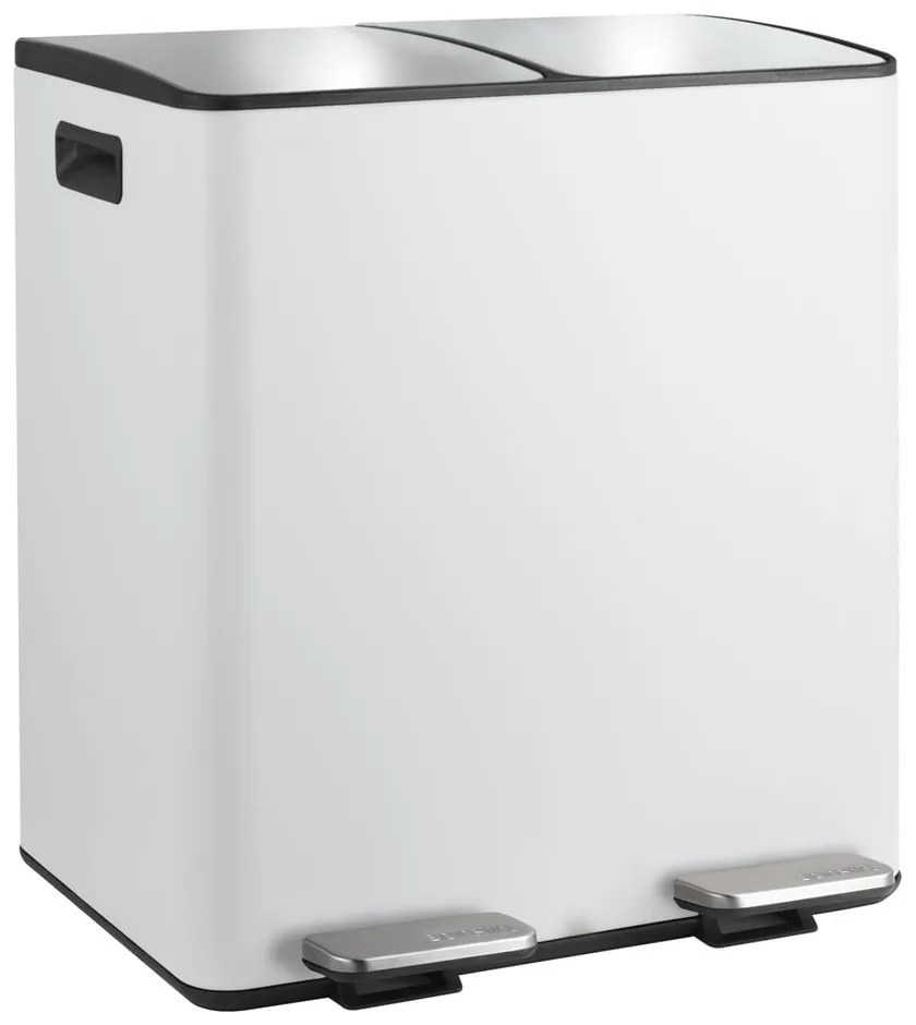 Matt fehér acél szelektív pedálos szemetes 2x20 l Aliya – Spirella