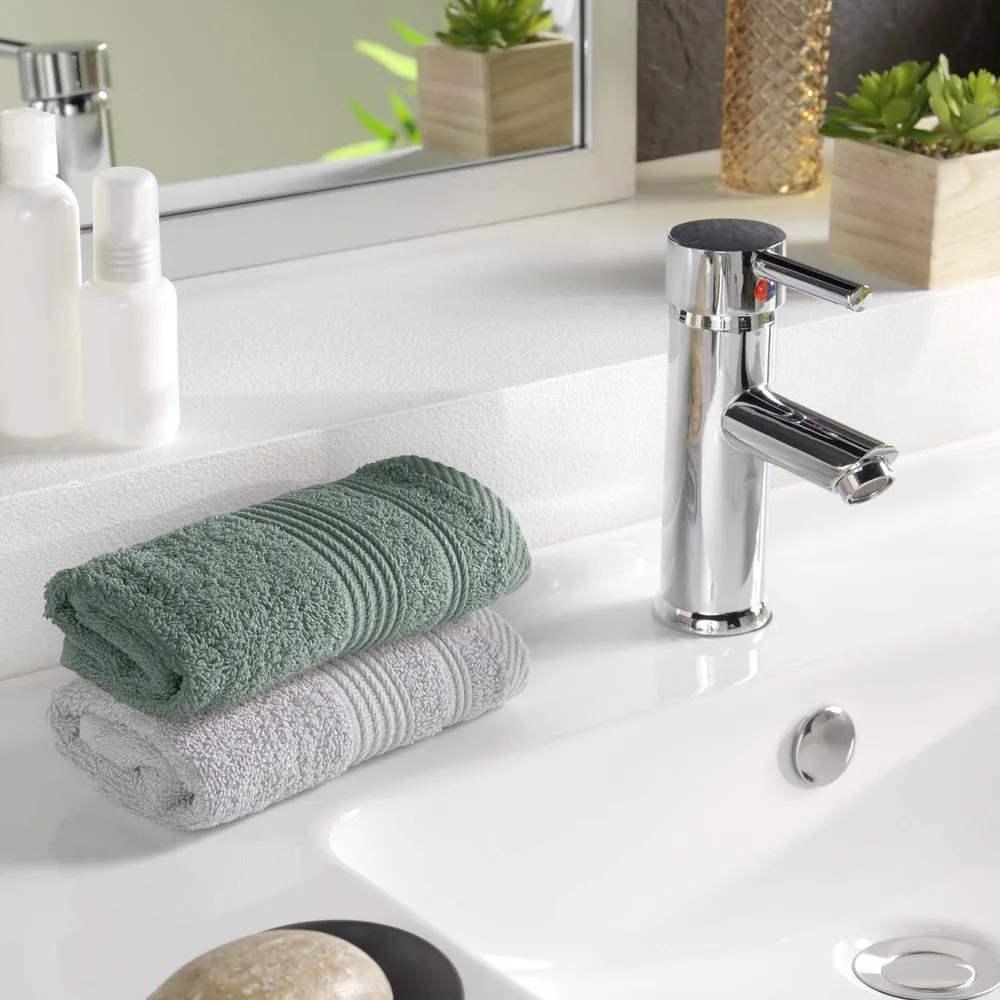 Zsályaszínű frottír pamut törölköző 30x50 cm Tendresse – douceur d'intérieur