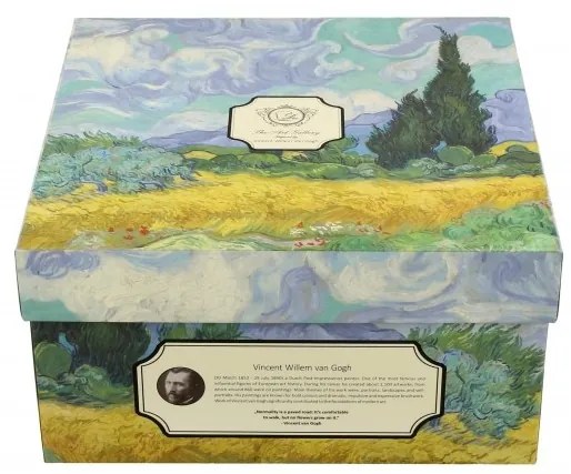 Bögre tányérral Wheat Field porcelán többszínű 7x9x12 cm Van Gogh: Búzamező ciprusokkal