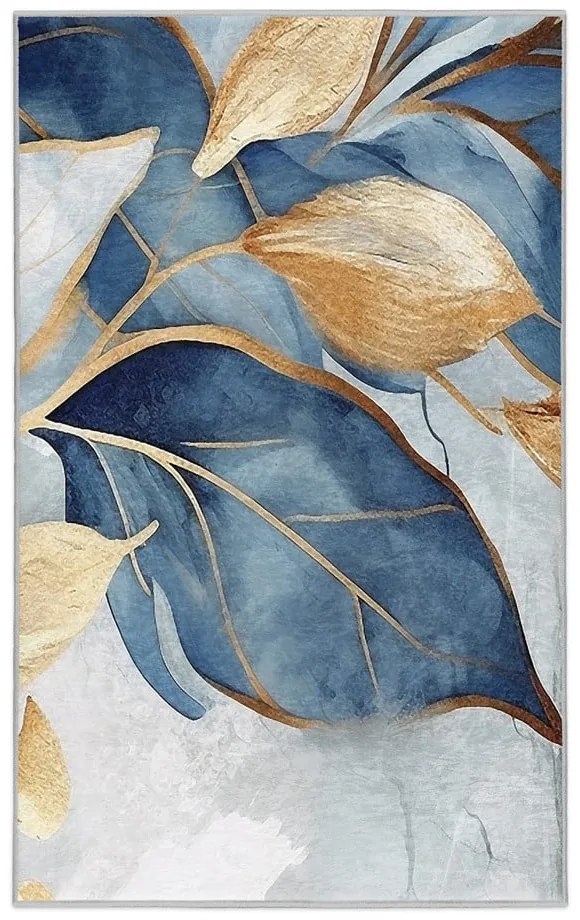 Kék-aranyszínű mosható szőnyeg 120x180 cm Golden Leaves – Mila Home