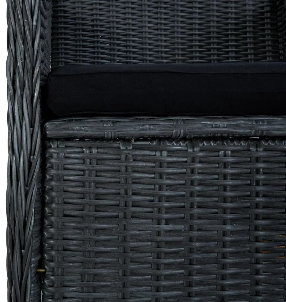 2 db sötétszürke polyrattan kerti szék párnával