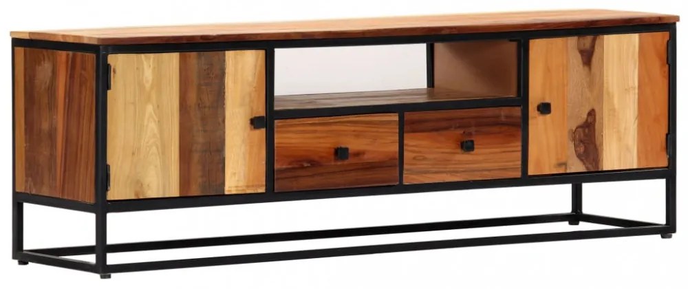tömör újrahasznosított fa és acél TV-szekrény 120 x 30 x 40 cm