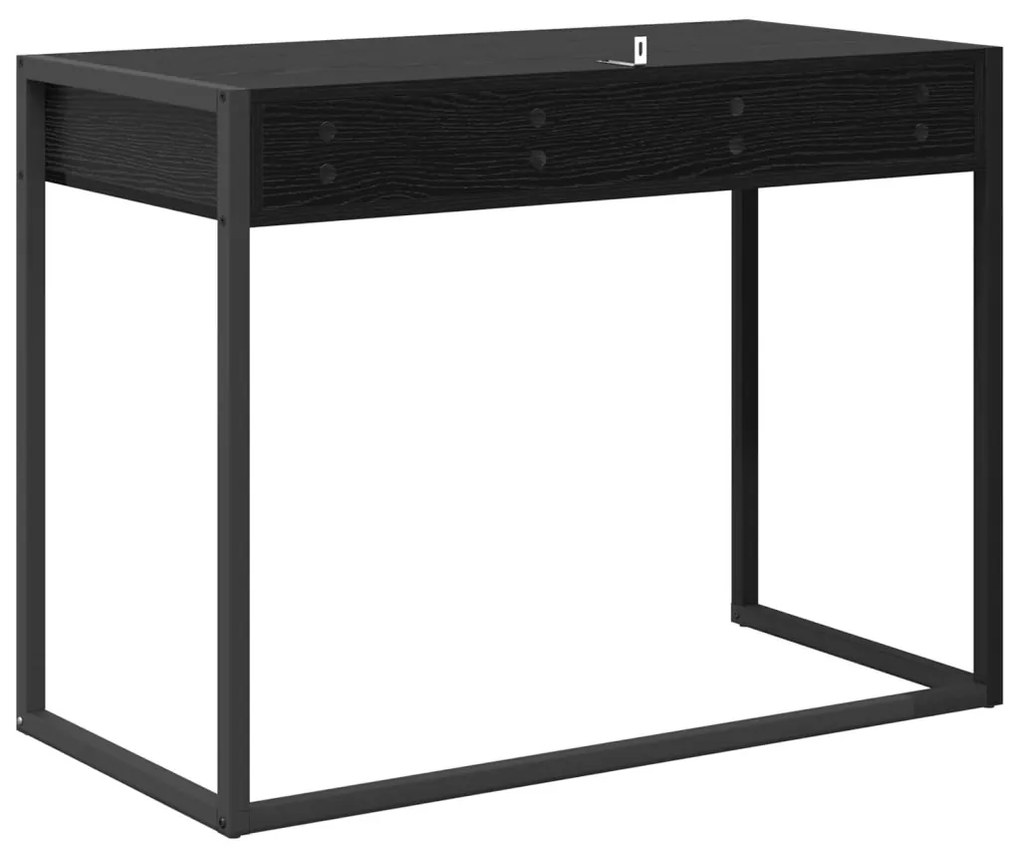 vidaXL Asztal tárolóval Fekete tölgy 100 x 50 x 75 cm Faanyag