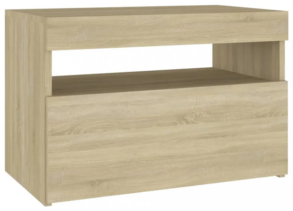 2 db sonoma tölgyszínű éjjeliszekrény LED-lámpákkal 60x35x40 cm