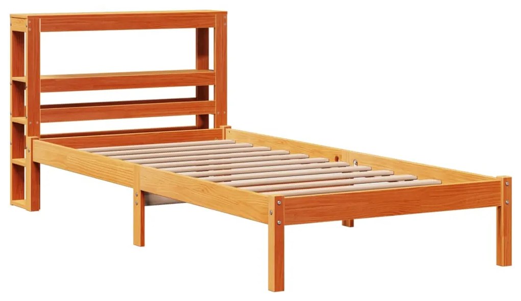 viaszbarna tömör fenyőfa ágykeret fejtámlával 75 x 190 cm