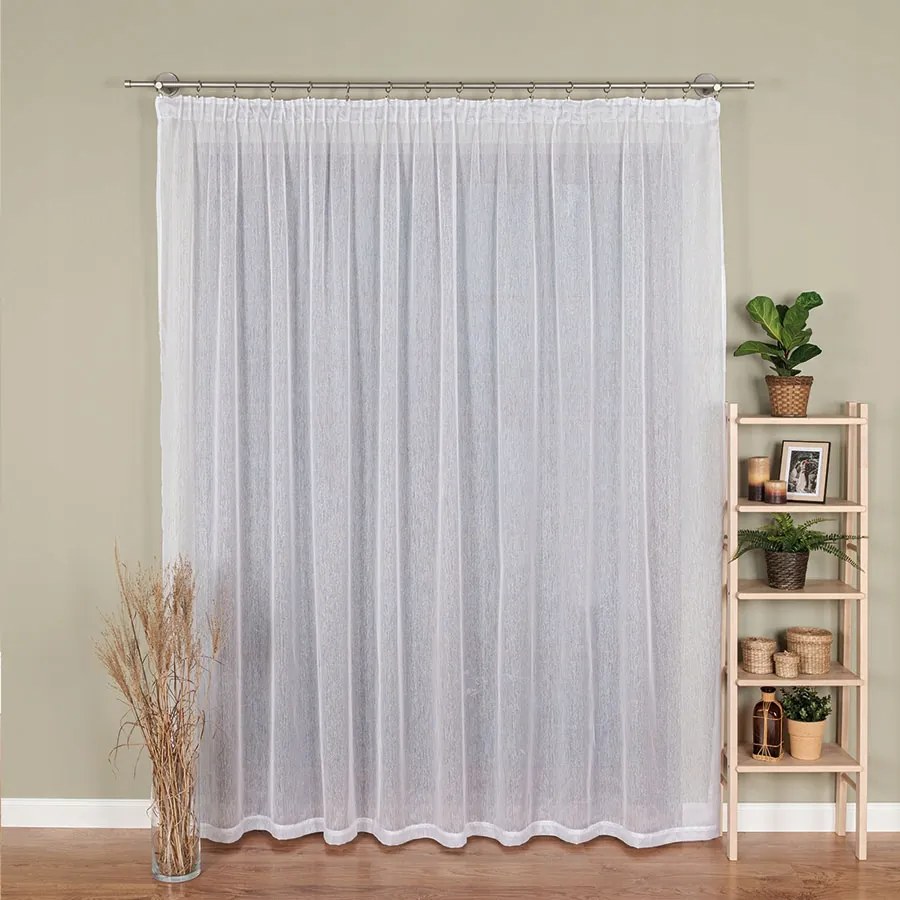 Szalagra kész függöny, 300x250 cm, fehér szín