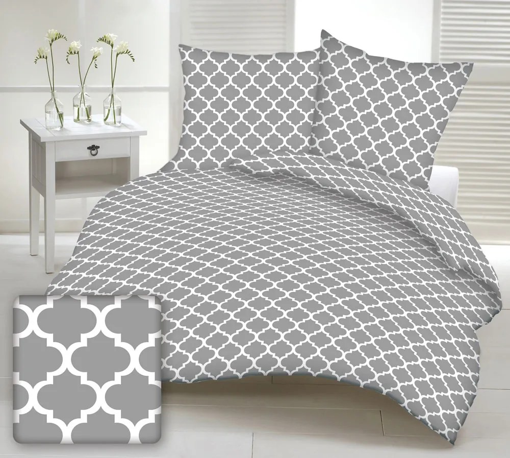 Krepp ágynemű Marokkó szürke TiaHome - 1x Párna 90x70cm, 1x Paplan 140x200cm