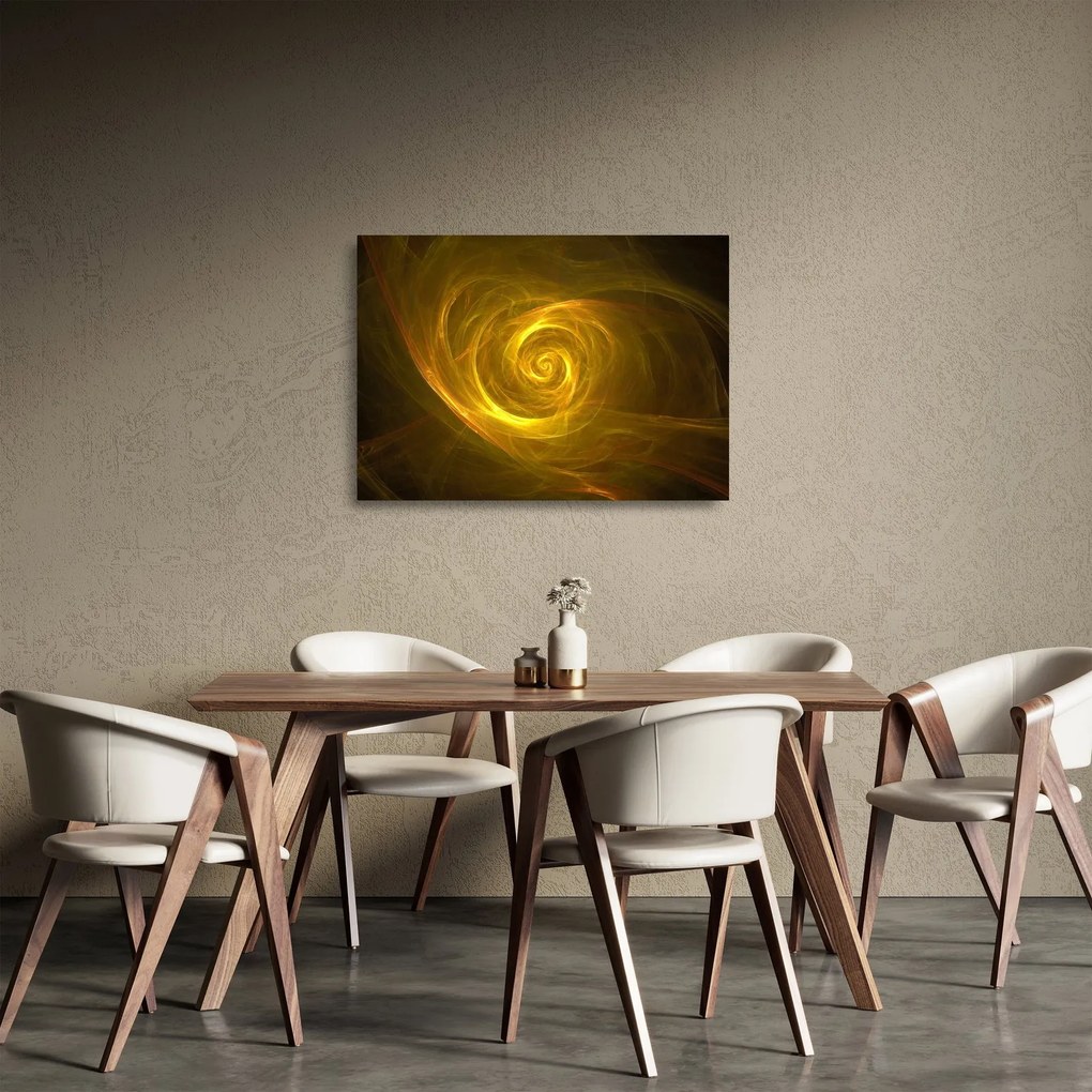 Absztrakt sárga spirál képe (üvegen) (70x50 cm)