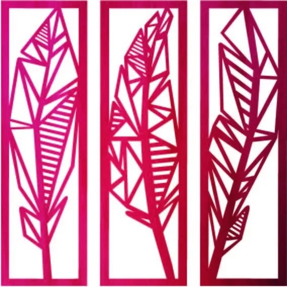 Modern háromrészes festmény banánlevelekről - MUSACEAE