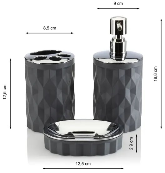 Fürdőszobai készlet REINA 5 db antracit/króm