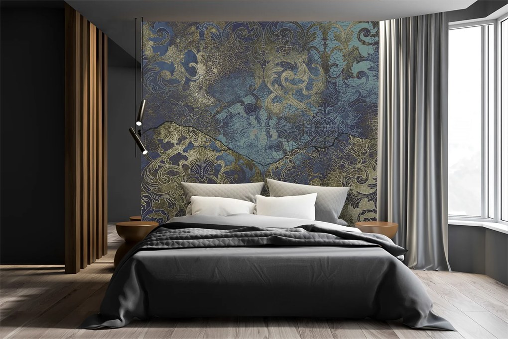 Gario Fotótapéta Kék vintage díszek Anyag: Vlies, Méret: 300 x 210 cm