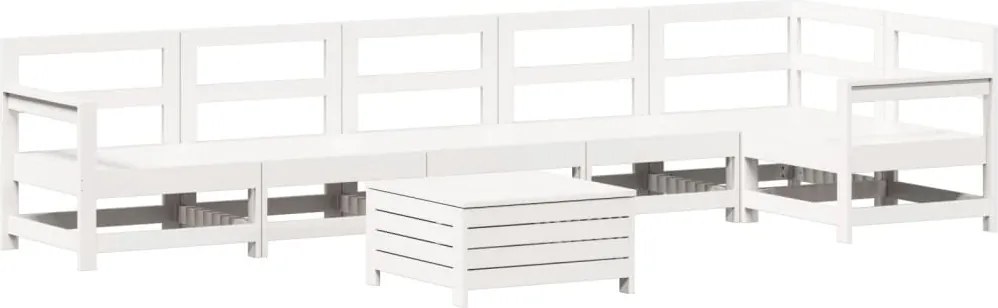 vidaXL fehér 7 részes tömör fenyőfa kerti kanapészett