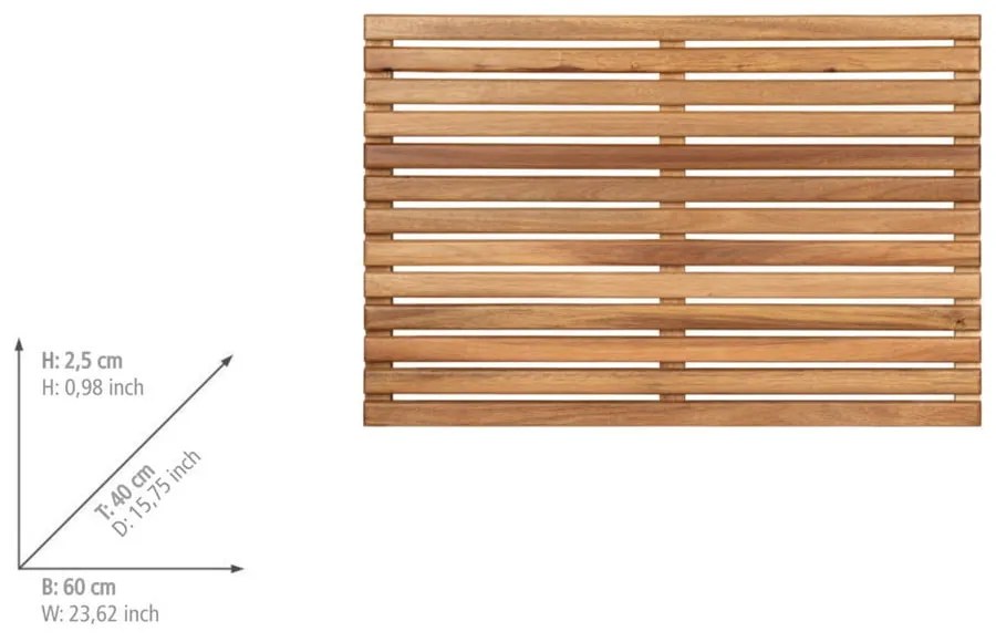 Natúr színű fa fürdőszobai kilépő 40x60 cm Acacia – Wenko
