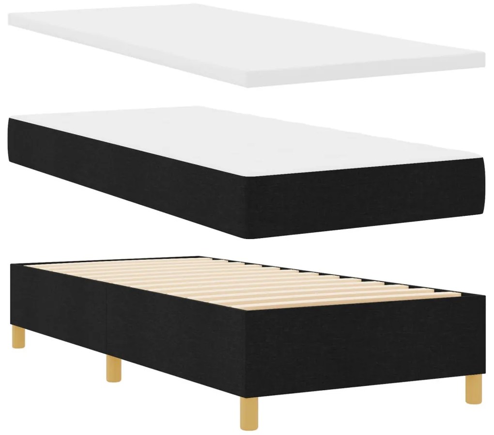 Box Spring Ágy Matraccal és Pad Fekete 90x190 cm Szövet