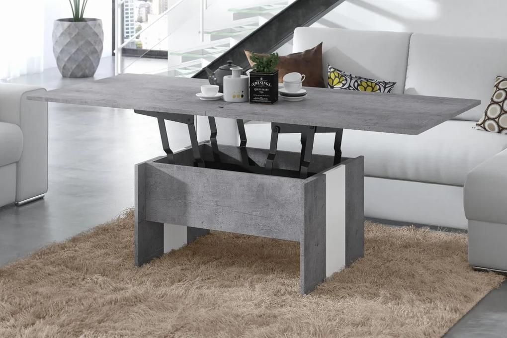 SOLO beton / fehér , összecsukható és kihajtható asztal