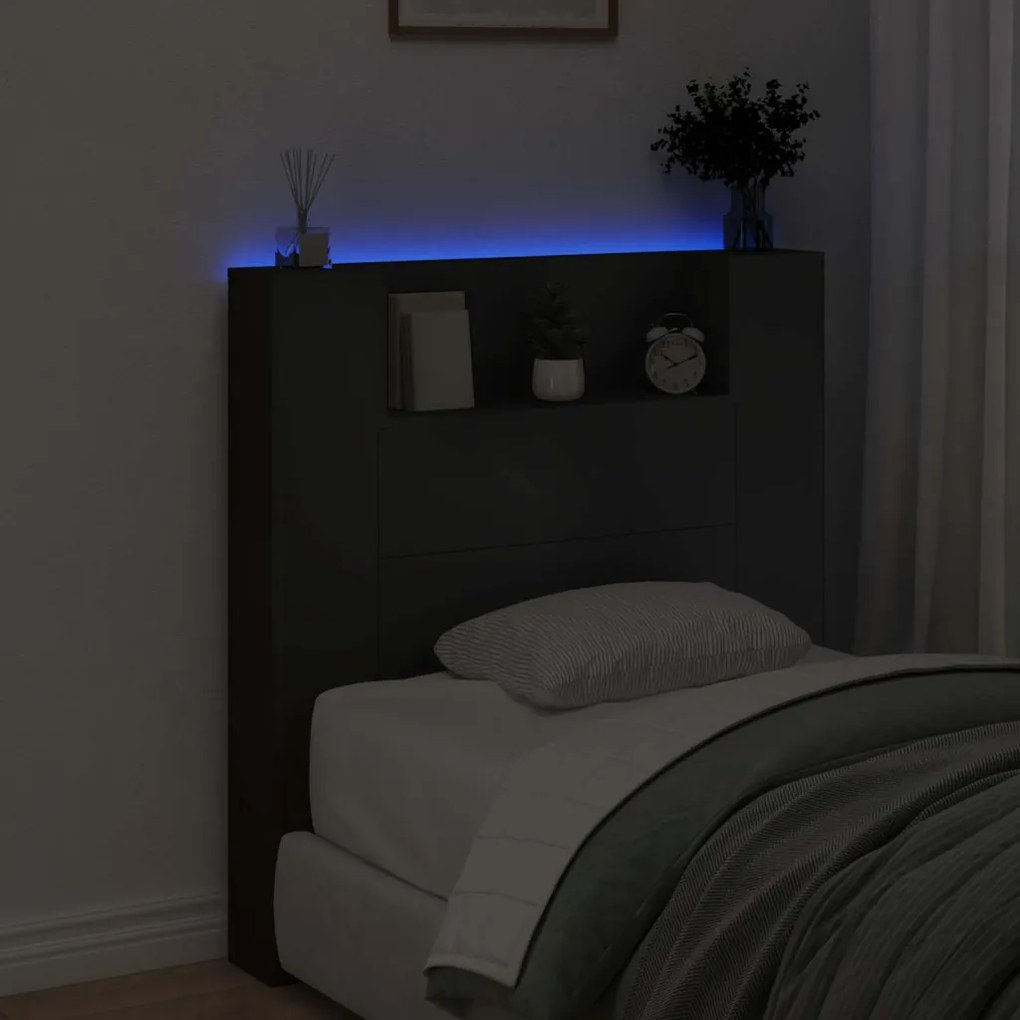 Fejtámla LED -es lámpákkal Fekete 100 x 16,5 x 103,5 cm Faanyag