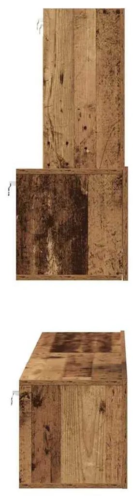 Fali TV Szekrény 4 pcs Régi fa 200 x 30 x 30 cm Műanyag Fa