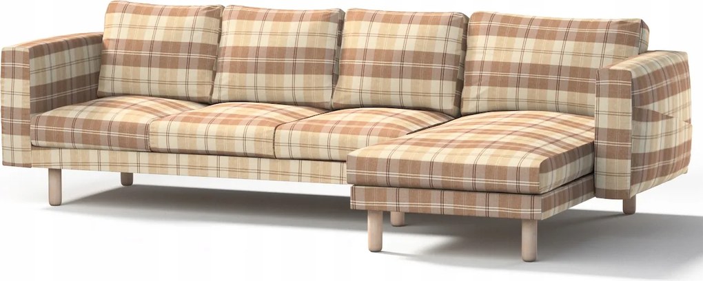 Dekoria Norsborg 4 személyes kanapé huzat Ikea sezlonnal barna