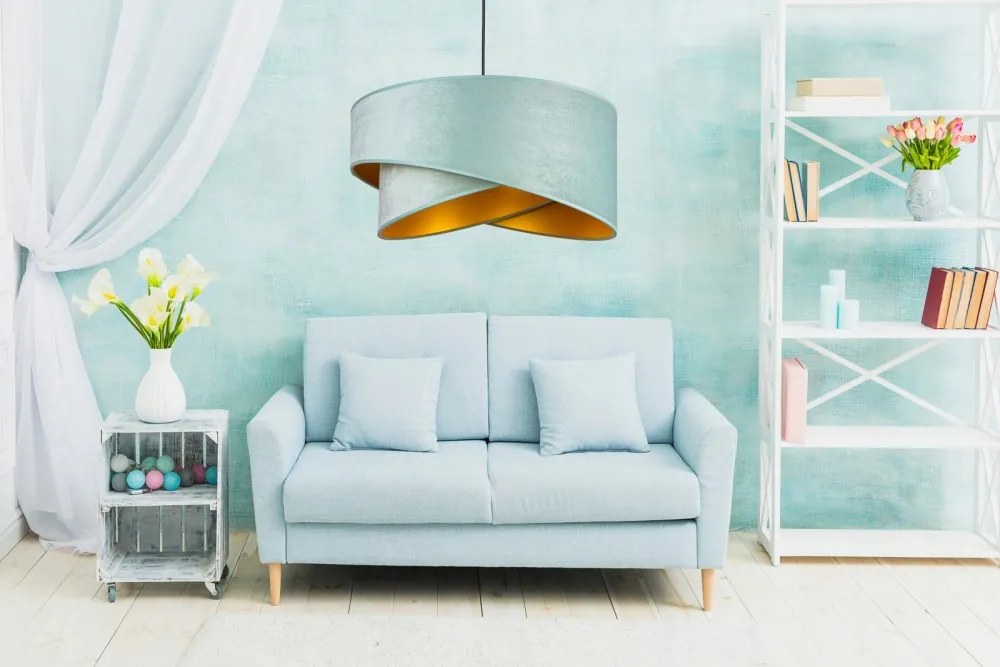 Menta színű textil búrás függőlámpa Glimex Abazur Premium 1xE27 GA0111