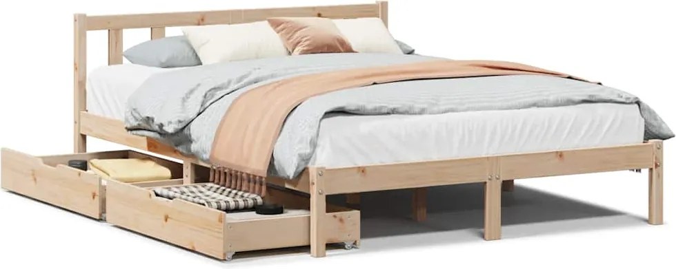 vidaXL tömör fenyőfa ágy matrac nélkül 140 x 190 cm