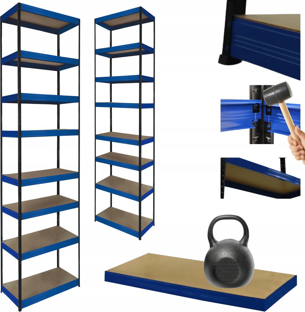 Tárolószekrény fém állvány Helios 270x35x35cm 8Px175kg Tartós Magas