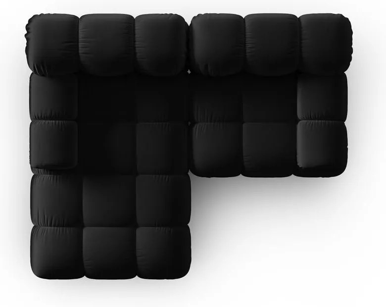 Fekete bársony sarokkanapé (bal oldali) Bellis – Micadoni Home