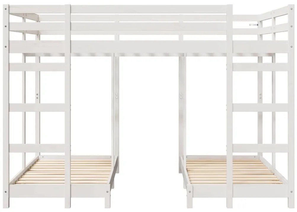 vidaXL Háromszintes emeletes ágykeret Fehér 140 x 200 cm Tömör fenyőfa
