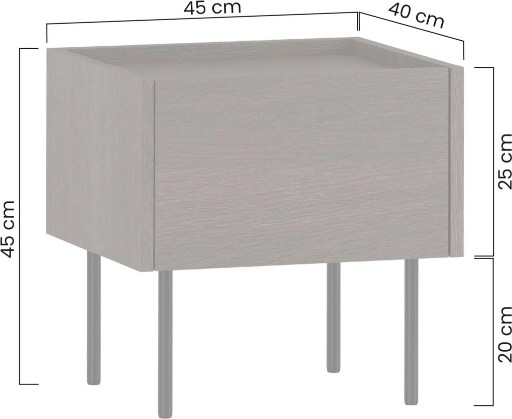 Dunari éjjeliszekrény fiókkal 45 cm - dunin tölgy