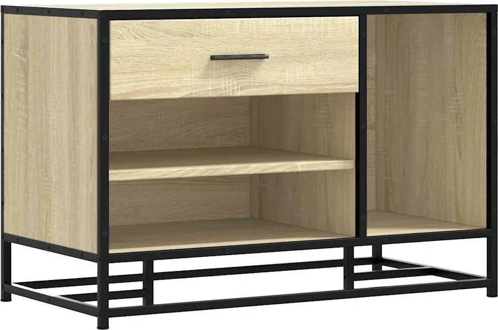 vidaXL cipőpad Sonoma tölgy 80x40x53,5 cm Gépelt fa és fém