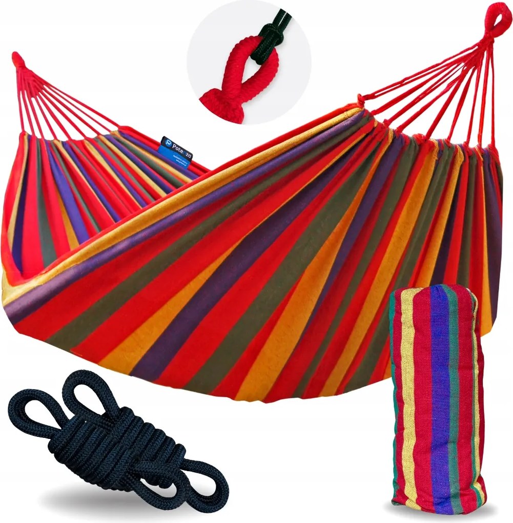 Kerti függőágy nagy 2os Singa 220x160 piros Potenza huzattal