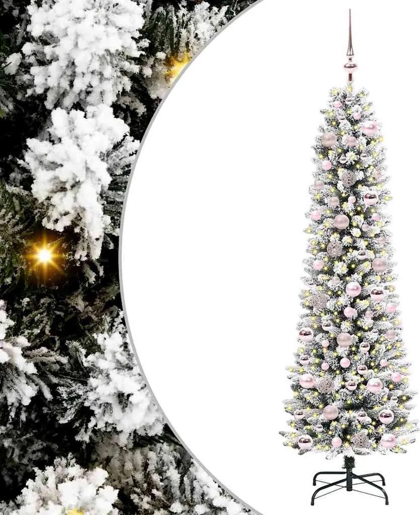 vidaXL Mű karácsonyfa 300 LED-del Fehér 180 cm PVC és Fém és Műanyag