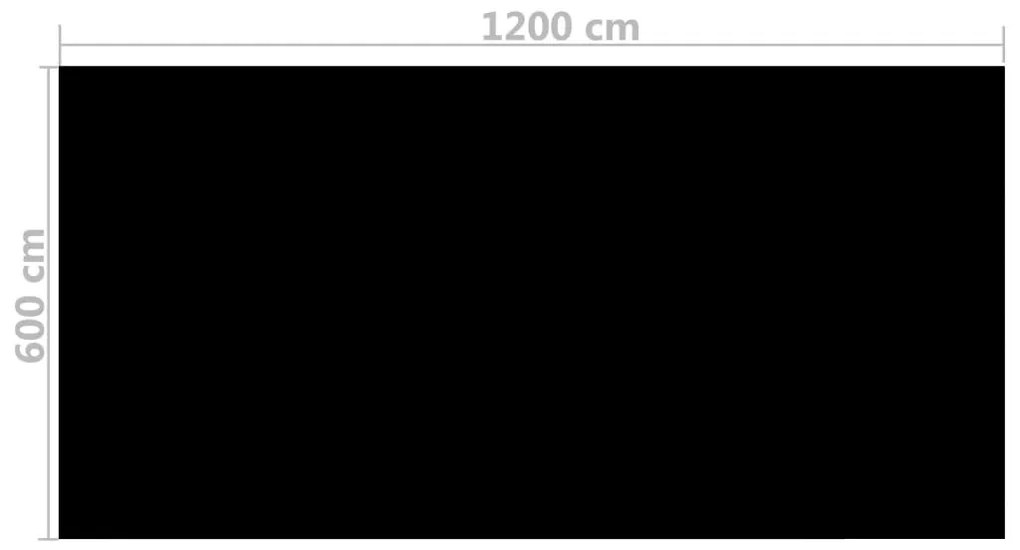 Fekete, négyszögletes PE medencetakaró 1200 x 600 cm
