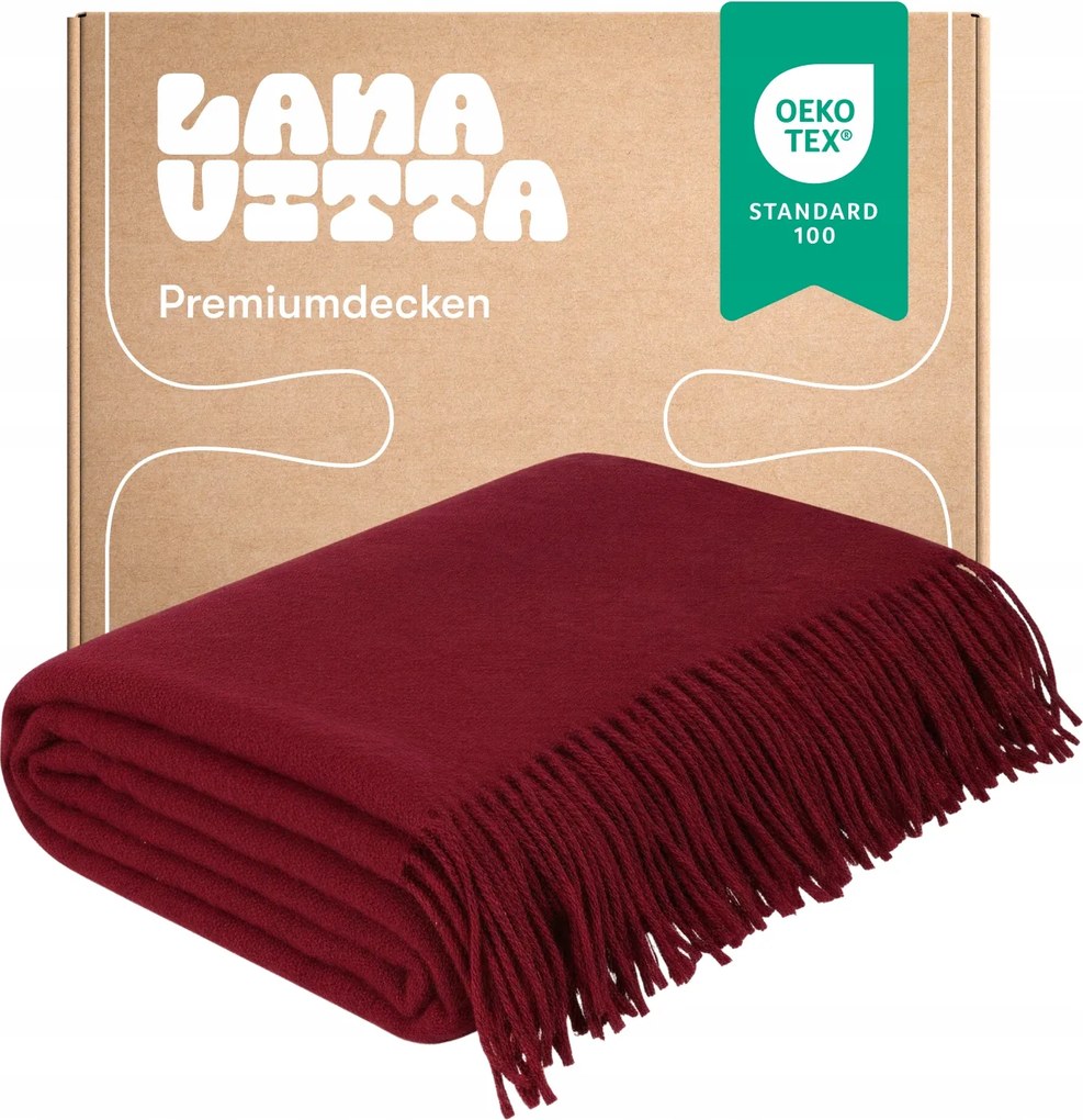 Gyapjú Takaró Meleg Gyapjú 100% Új-Zélandi Gyapjú Sötétpiros 140×200 cm