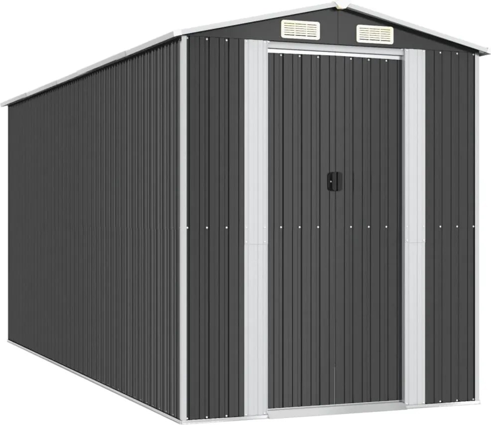 vidaXL antracitszürke horganyzott acél kerti fészer 192 x 440 x 223 cm